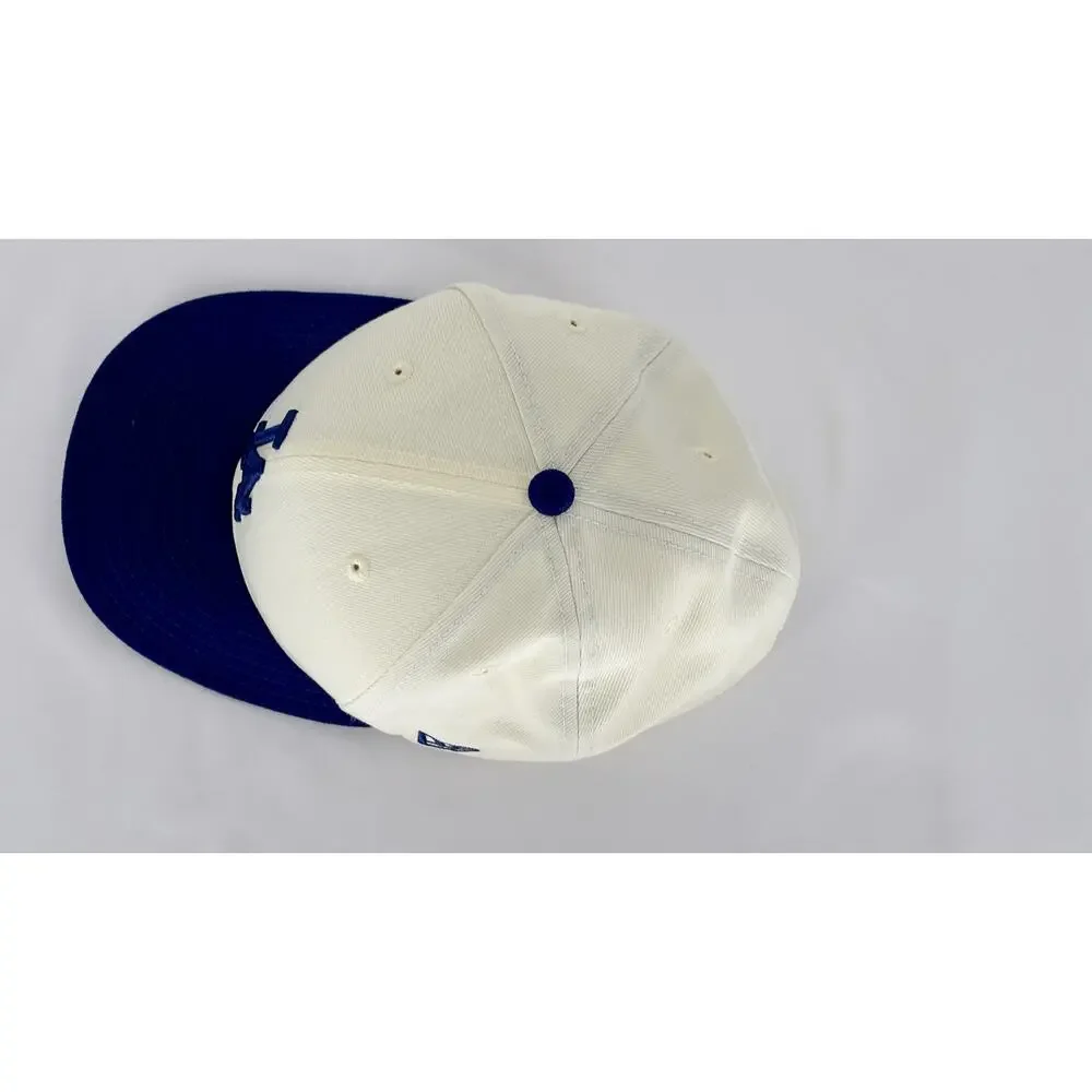 New Era Los Angeles Dodgers Team 59FIFTY Cap Hat Cream Royal Blue Fitted 7 3/8